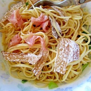 生ハムと蕪昆布パスタ